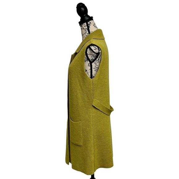 Yida Green Long Lined Cardigan Sleeveless Wool Alpaca Knit Open Designer Retro L - Picture 5 of 11